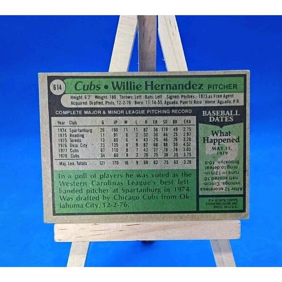 1979 Topps - Willie Hernandez #614 Chicago Cubs - Picture 4 of 4